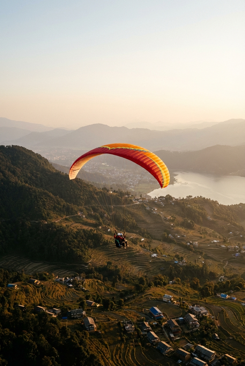 Parapendio sopra Pokhara