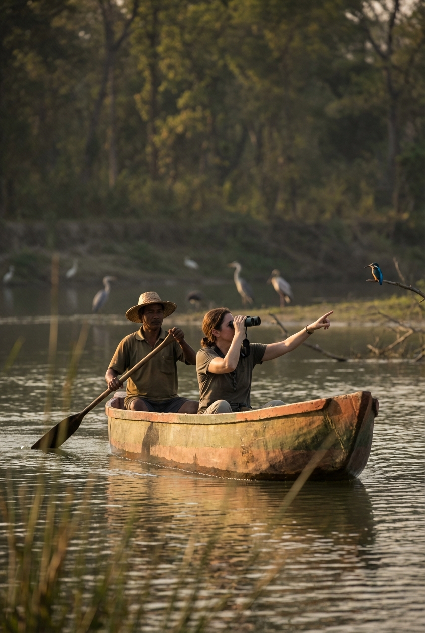 Canoa sul fiume e birdwatching nel Chitwan